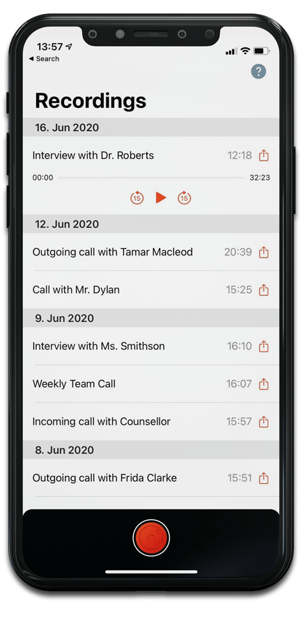 CallTap iPhone app screen